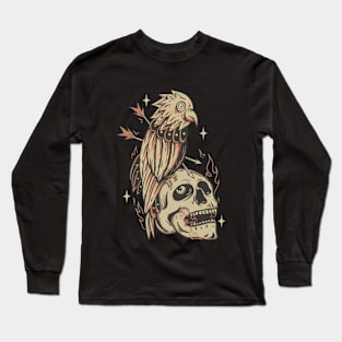 vintage style parrot and skull Long Sleeve T-Shirt